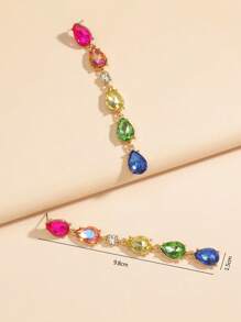 1pair European-American Style Colorful Rhinestone, Pearl & Tassel Design Women'S Party Fashionable Crystal Earrings - Multicolor - View 3