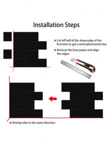 Naklejka ścienna na ścianę w kuchni, 3D, błyszcząca, czarna, w kształcie metra, samoprzylepna, samoprzylepna, tapeta, naklejki, naklejka ścienna, naklejka winylowa do dekoracji domu, wiosenne dekoracje, odśwież swój dom, naklejki dekoracyjne Rama, prezenty urodzinowe, ukończenie szkoły - Czarne - Zobacz 6