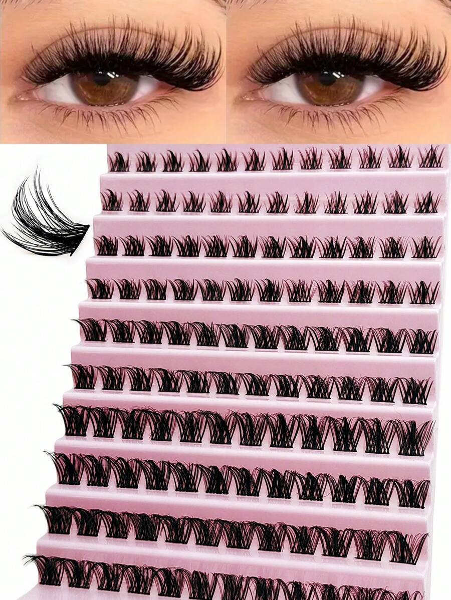 Asiteo DIY Cartoon Style D Curl Soft Thick Fluffy Individual False Eyelashes, Home Use Makeup Eyelash Extension, Eyelash Cluster, Eyelash Cluster, Individual False Eyelashes, Eyelashes, False Eyelashes - Black - View 1