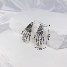 1对复古个性化3D立体耳环，造型包括勺子/叉子/牙齿/牙膏/牙刷/太阳/月亮/翅膀，是送给闺蜜/情侣、姐妹、闺蜜、妈妈等的绝佳礼物。 - 復古銀色 - 查看 30