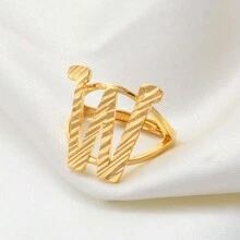 1只A-Z字母戒指，女性金色/銀色非洲字母首飾，可調整大小的英文字母指環，阿拉伯風格 - 彩色 - 查看 23