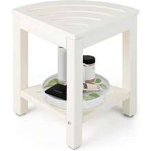 Corner Bathroom Stool With Shelf, Shower Bench Fan Shape, Shower Stool For Bathroom, Balcony, Load Capacity Up To 150 Kg - 白色 - 查看 1