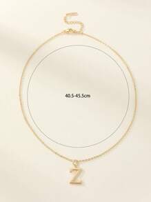 1 件經典新款 26 個英文字母吊墜項鍊,高端氣質,女士鎖骨鏈 - 金黃色 - 查看 4