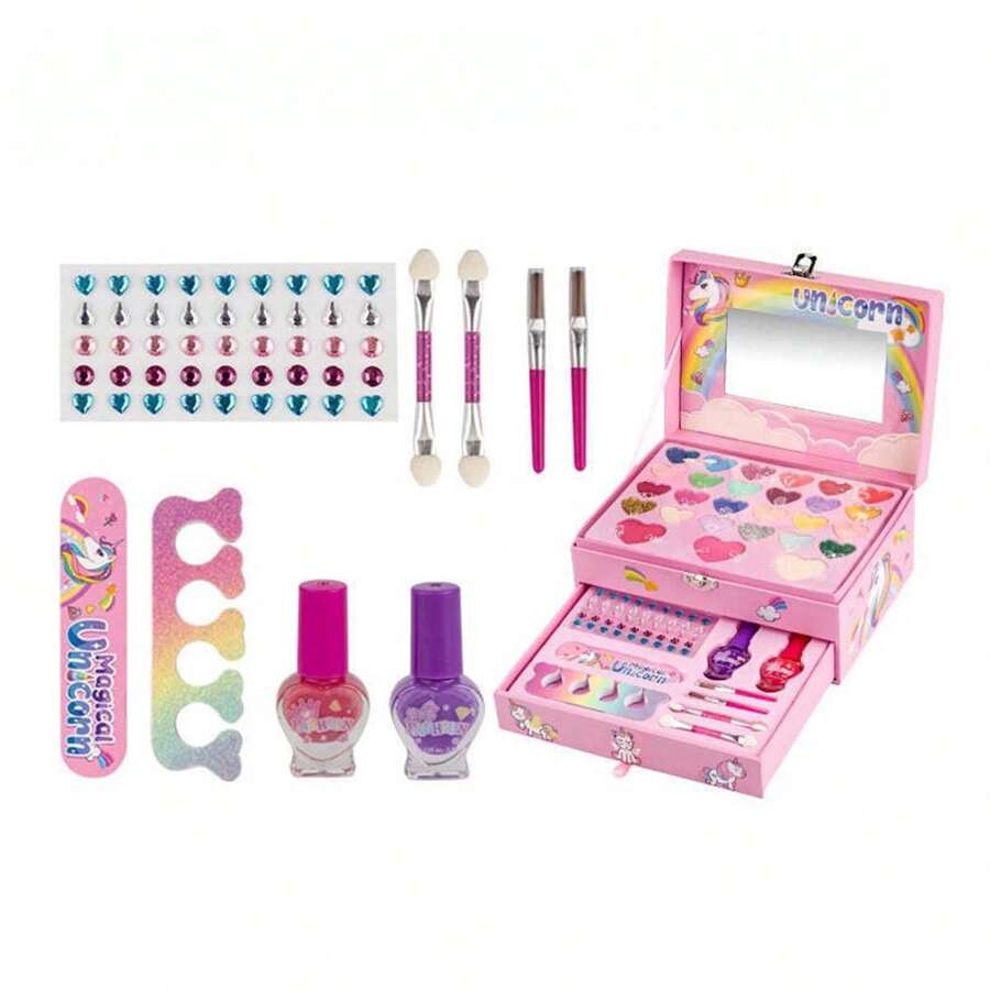 Children's Toy Makeup Set With Princessthemed Carrying Case Including