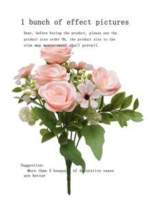 1朵擬真玫瑰花,具有豐滿的花頭,ins風格適用於家庭diy插花、戶外花園婚禮、花瓶裝飾、茶花盆栽等場合 - 淺粉色 - 查看 6