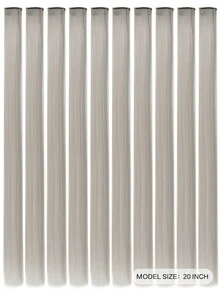 10 件裝20 吋合成編織夾式直髮接髮,有多種顏色可供選擇：紅色、黑色、黃色、蓮花花、翡翠綠、天藍色、灰色、寶藍色、紫色、勃根地適合初學者,設計輕鬆適應各種場合 適合cosplay派對和y2k風格髮飾 準備好迎接即將到來的聖誕節和新年慶祝活動 - 灰色 - 查看 3