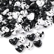 Classic White Black Heart Beads Fashion Y2K DIY Accessories Unique Spot Design Romantic Peach Love Beads For Bracelet Necklaces Earring Lanyard Making