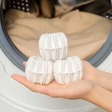 2pcs Dryer Balls Reusable, Reduces Clothing Wrinkles And Saves Drying Time Free For Washing Machine - White - View 5