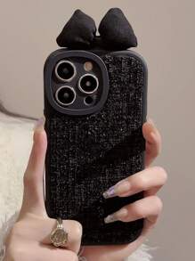 GUKADI Small Black Bow Little Bow IPhone 14/13/15ProMAX/11/12 Grid Mobile Phone Case Compatible With Apple Phones - Multicolor - View 2