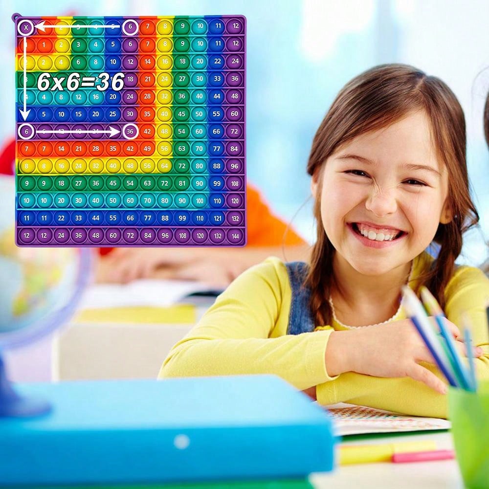 12x12 Multiplication Math Game Pop Toys. Rainbow L Shape Push Bubble
