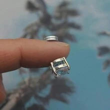 1 对磁性耳夹，男女适用无痛假穿孔耳环套装，银色、黑色和金色 CZ 耳环套装，送给亲人和朋友的礼物 - 圓盤 - 查看 8