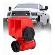 Claxon Corneta Bocina Tono Tren Uso Rudo Súper Potente,Bocina electrica de aire claxón sonido dual 150DB para coche camion 12V - Rojo - Ver 5