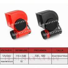 Claxon Corneta Bocina Tono Tren Uso Rudo Súper Potente,Bocina electrica de aire claxón sonido dual 150DB para coche camion 12V - Rojo - Ver 7