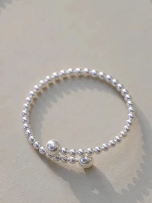 1只奢華高貴淑女風格人造珍珠手環,法式復古設計簡單百搭 - 串珠 - 查看 2