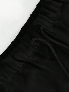 1 條 透氣純色男式拼色運動長褲 - 黑色 - 查看 7