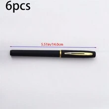 6入組大號黑金啞面金屬筆,0.5mm,中性筆,適用於商務、辦公室、簽名、學生使用