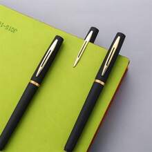 6入組大號黑金啞面金屬筆,0.5mm,中性筆,適用於商務、辦公室、簽名、學生使用