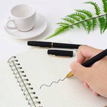 6入組大號黑金啞面金屬筆,0.5mm,中性筆,適用於商務、辦公室、簽名、學生使用