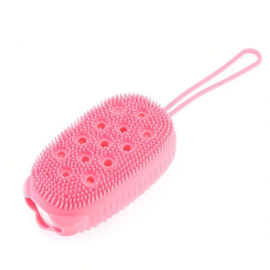 1pc Cartoon Bear Shaped Silicone Bath Brush With Double-Sided Massage & Exfoliating Function - Red - View 1