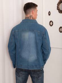 Men Denim Jackets - Màu xanh lam - Xem 4