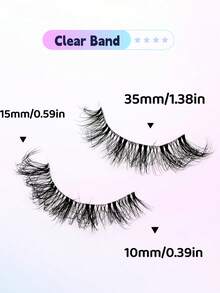 7對自然蓬鬆柔軟透明帶假睫毛,厚密卷曲捲翹假睫毛 - 眼尾拉長款 - 查看 5