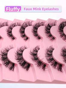 7對自然蓬鬆柔軟透明帶假睫毛,厚密卷曲捲翹假睫毛 - 眼尾拉長款 - 查看 2