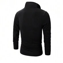 Playera Tipo Polo Manga Larga Moda Slim Fit Calidad - Negro - Ver 2