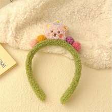 1pc Children Plush Bear Headband Suitable For Daily Use, Especially Wearing A Face Mask, Washing Face And Applying Facial Mask - Green - View 1