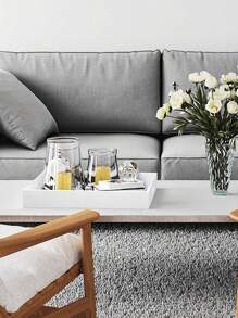 1 pieza Bandeja rectangular de madera blanca, estilo minimalista, apta para hoteles, sala de estar y comedor como regalo de Navidad - Blanco - Ver 4