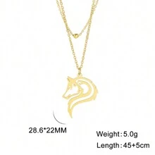 1入組男士不銹鋼狼形動物項鍊,情侶風格 - 狼系列 - 查看 22