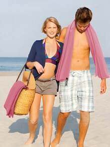 1 件玫瑰红色速干毛巾，超细纤维，轻薄，超强吸水，适用于户外运动、露营、健身房、瑜伽、徒步旅行海滩必备品、沙滩巾 - 玫瑰紅 - 查看 7