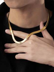 1條男士時尚鈦鋼寬刀鏈項鍊,5mm厚,不褪色,適合日常配戴,情侶珠寶配件 - 662男士寬蛇骨鏈 - 查看 1