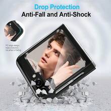 1pc Black Foldable Pc Hard Shell Skin Texture Solid Color Ultra-Thin Frosted Camera Lens Protection Smooth Non-Yellowing Phone Case, Anti-Fingerprint/Shock-Resistant/Anti-Scratch, Compatible With Samsung Galaxy Z Flip5/Z Flip4/Z Flip3/Z Fold5/Z Fold4/Z Fold3/Z Fold2 - Black - View 6