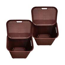 Canasta Cesto Paquete 2 Piezas Organizador Multiusos Ropa Rattan Plástico 50 Lts - Marrón Chocolate - Ver 4
