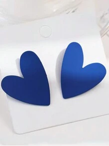 1對時尚心形設計優雅耳釘 - 藍色 - 查看 2