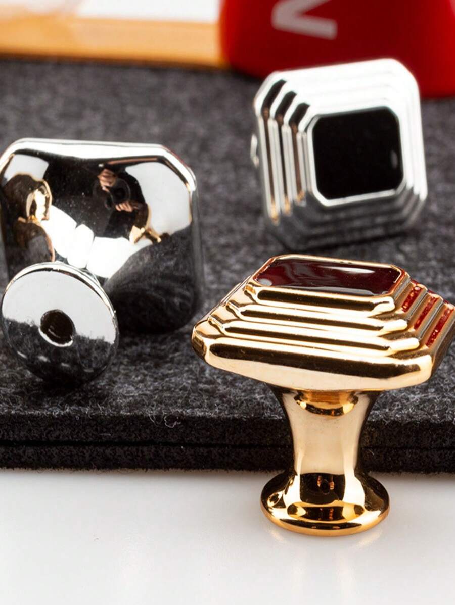 豪華金/銀四方油痕拉手,適用於櫥櫃、抽屜、咖啡桌、床頭櫃等等 - 彩色 - 查看 1