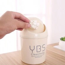 1個帶蓋創意桌面垃圾桶/化妝品組織者/筆筒,適用於家庭/辦公室,小巧可愛 - 紫色 - 查看 2