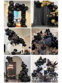 77入組黑色氣球套裝,精選有趣的乳膠氣球和花環,適用於婚禮、生日、新年派對背景裝飾 - 黑色 - 查看 4