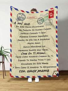 1pc Coral Fleece Blanket, Warm Cozy Sofa Throw For Mom To Son, Personalized Gift - Multicolor - View 1