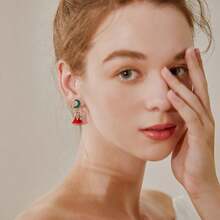 1 对圣诞袜不对称吊坠耳环节日耳环女士圣诞珠宝青少年女孩礼物 - 彩色 - 查看 3