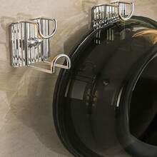 免打孔方底掛鉤,浴室耐用金屬材質毛巾收納環,壁掛式浴球掛鉤,化妝擦手巾架,淋浴防銹浴衣收納掛鉤,洗臉盆架掛鉤,收納架 - 墨綠色 - 查看 5