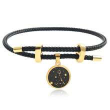 1入時尚中性不銹鋼圓形吊墜星座編織手鏈,可調節不銹鋼絲手鏈,幸運符飾品 - 雙魚座 - 查看 9