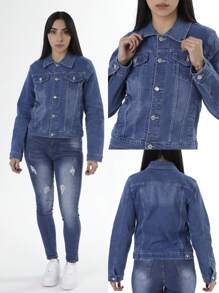 Chamarra Mezclilla Azul, color liso, estilo casual, con bolsillo con solapa con botón delantero - Azul - Ver 1