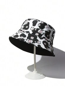 牛雙面印刷桶帽，兒童戶外活動防曬帽 - 彩色 - 查看 5