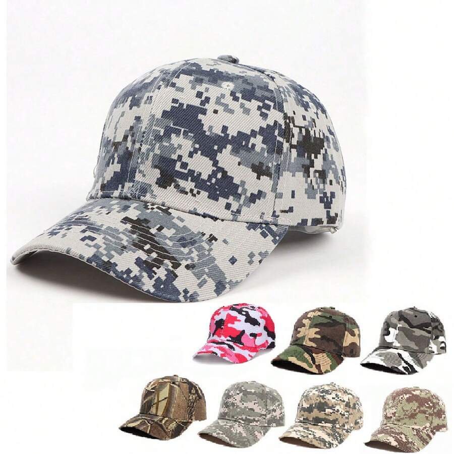 1個男女適用新款迷彩棒球帽,可調整尺寸的戶外登山旅行帽,防曬遮陰,時尚休閒遮陽帽 - 彩色 - 查看 1