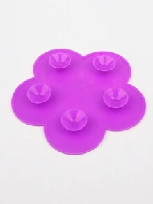 1 件花形硅胶化妆刷清洁轴承带吸盘，硅胶清洁工具，化妆刷工具，刷子清洁剂，美容和个人护理 - 紫色 - 查看 3