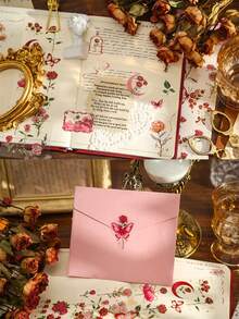 3入組玫瑰啟示系列pvc 3d金色貼紙,帶有各種植物和花卉設計,可用於剪貼簿,防水 - 紅色 - 查看 9