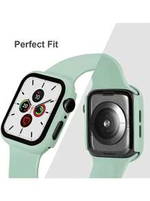 2 peças/Conjunto Pulseira de Relógio Esportivo Fofa de Silicone Verde para Homens e Mulheres & Protetor de Tela 2 em 1 Película de Vidro Temperado Ultra Fina, para Pulseira 38/40/41/42/44/45/46/49mm, Séries Ultra/SE/11/10/9/8/7/6/5/4/3/2/1, Acessórios de Capa de Relógio Inteligente - Novo verde - Visão 4