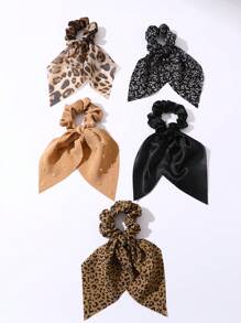 5 Stücke Haarschmuck für Frauen, einfache unifarbene Haargummis mit Kaninchenohren, geeignet für den täglichen Gebrauch, elegante Scrunchies Haargummis Haargummis für den Pferdeschwanz, elastische Haargummis - Verschiedenfarbig - Übersicht 4