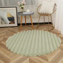 1入綠色圓形綴鑲毛巾條織布地毯,簡單純色圓形設計,易於清潔,柔軟舒適且厚實,裝飾浴室,椅子,床邊和客廳,有多種顏色和尺寸可供選擇 - 綠色 - 查看 4